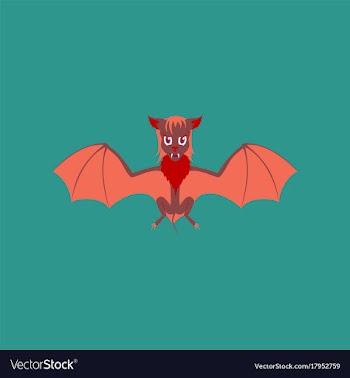 Flat on background of cute bat vector image