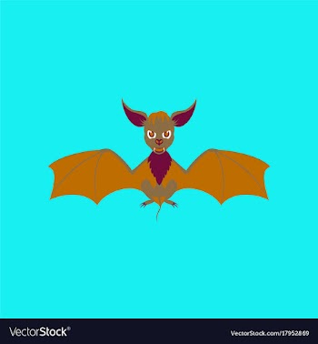 Flat on background of cute bat vector image