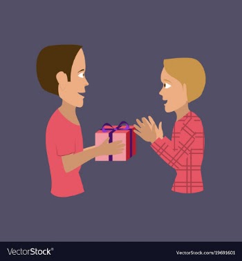 Flat on background of friends gift vector image