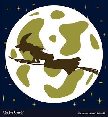 Flat on background of full moon witch vector image