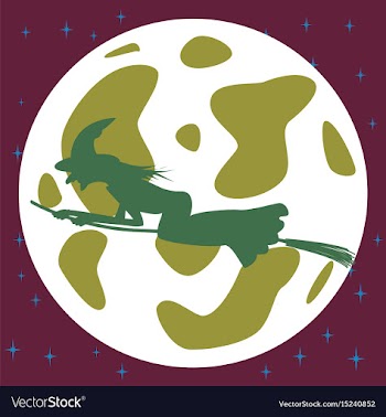 Flat on background of full moon witch vector image