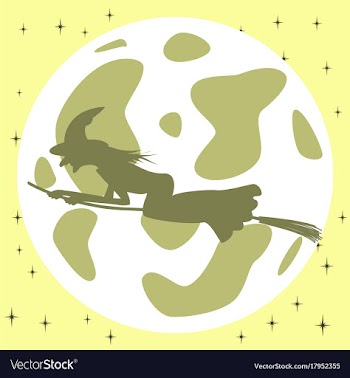 Flat on background of full moon witch vector image