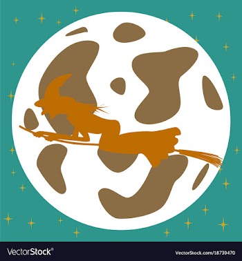 Flat on background of full moon witch vector image