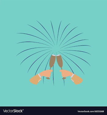 Flat on background of glasses champagne hands vector image