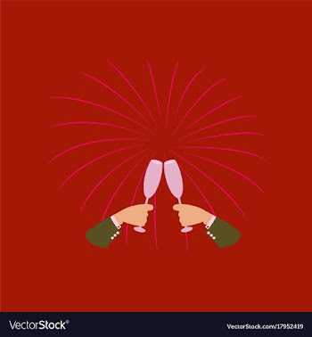 Flat on background of glasses champagne hands vector image