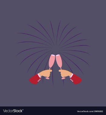 Flat on background of glasses champagne hands vector image