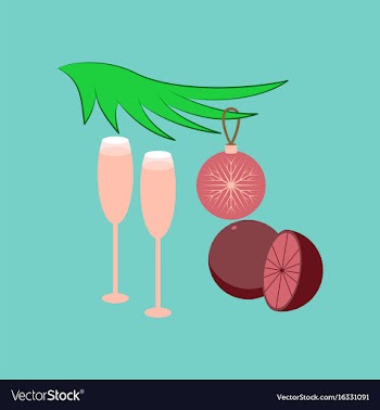 Flat on background of glasses champagne oranges vector image