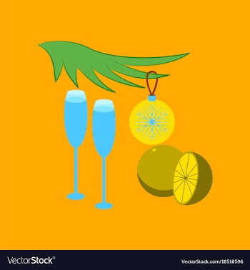 Flat on background of glasses champagne oranges vector image