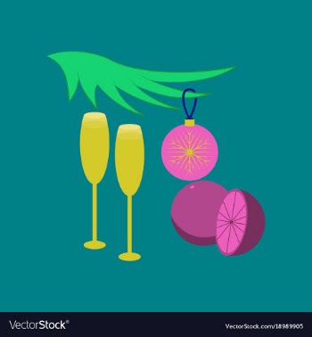 Flat on background of glasses champagne oranges vector image
