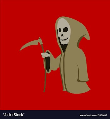 Flat on background of halloween death scythe vector image
