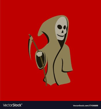 Flat on background of halloween death scythe vector image