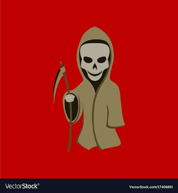 Flat on background of halloween death scythe vector image