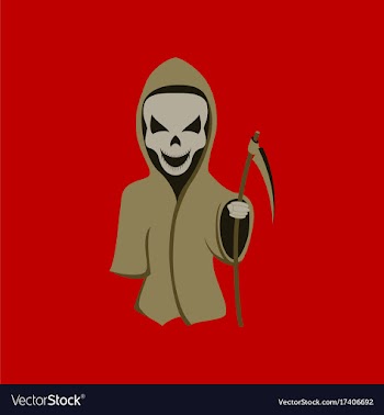 Flat on background of halloween death scythe vector image