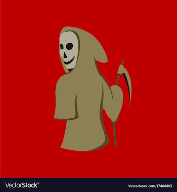 Flat on background of halloween death scythe vector image