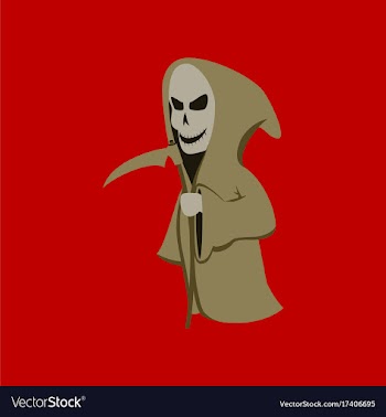 Flat on background of halloween death scythe vector image