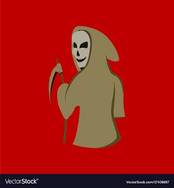 Flat on background of halloween death scythe vector image