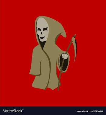 Flat on background of halloween death scythe vector image