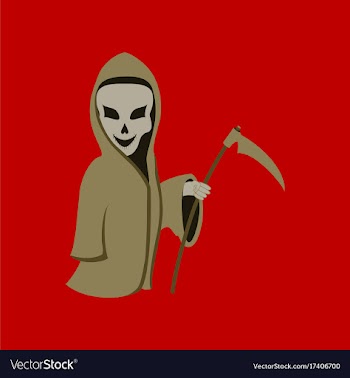 Flat on background of halloween death scythe vector image