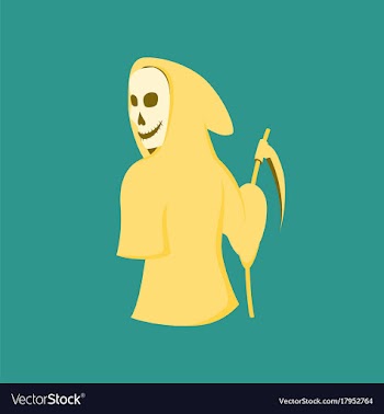 Flat on background of halloween death scythe vector image