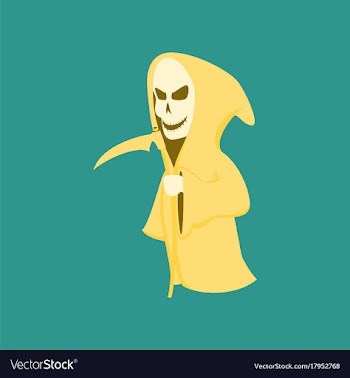 Flat on background of halloween death scythe vector image