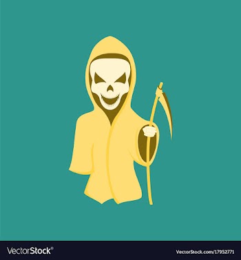 Flat on background of halloween death scythe vector image