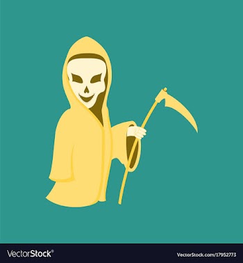 Flat on background of halloween death scythe vector image