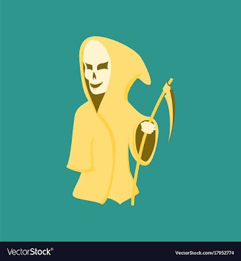 Flat on background of halloween death scythe vector image