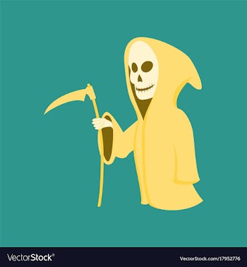 Flat on background of halloween death scythe vector image
