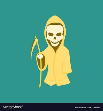 Flat on background of halloween death scythe vector image