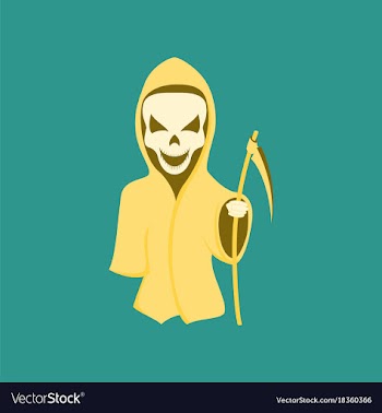 Flat on background of halloween death scythe vector image