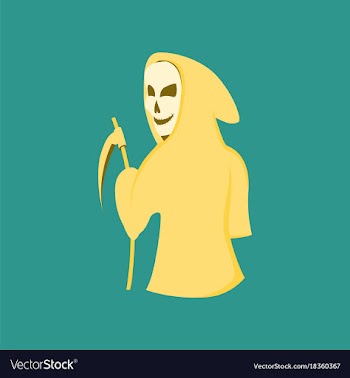Flat on background of halloween death scythe vector image