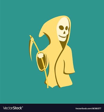 Flat on background of halloween death scythe vector image
