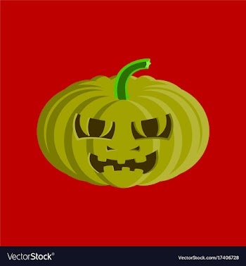 Flat on background of halloween pumpkin emotions vector image