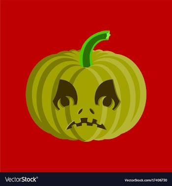 Flat on background of halloween pumpkin emotions vector image