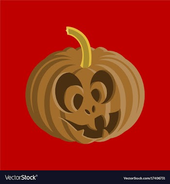Flat on background of halloween pumpkin emotions vector image