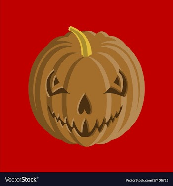 Flat on background of halloween pumpkin emotions vector image