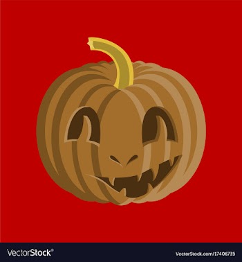 Flat on background of halloween pumpkin emotions vector image