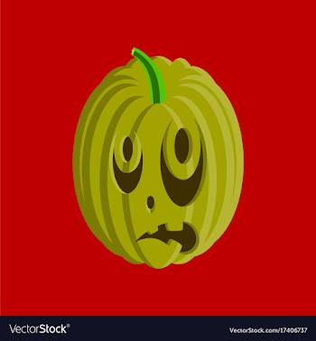 Flat on background of halloween pumpkin emotions vector image