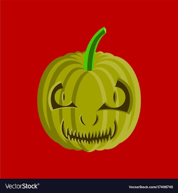 Flat on background of halloween pumpkin emotions vector image