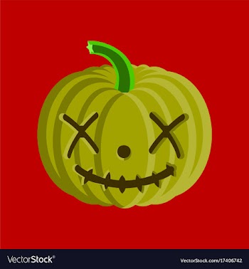 Flat on background of halloween pumpkin emotions vector image