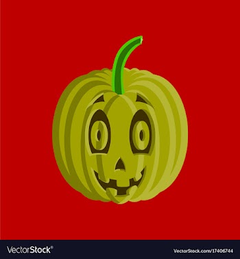 Flat on background of halloween pumpkin emotions vector image