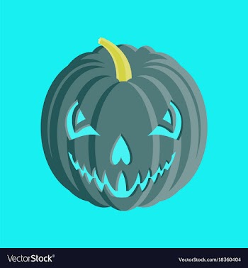 Flat on background of halloween pumpkin emotions vector image