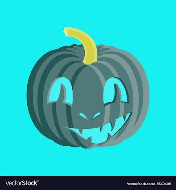 Flat on background of halloween pumpkin emotions vector image