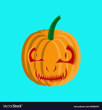 Flat on background of halloween pumpkin emotions vector image