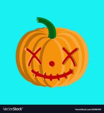 Flat on background of halloween pumpkin emotions vector image