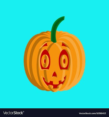 Flat on background of halloween pumpkin emotions vector image