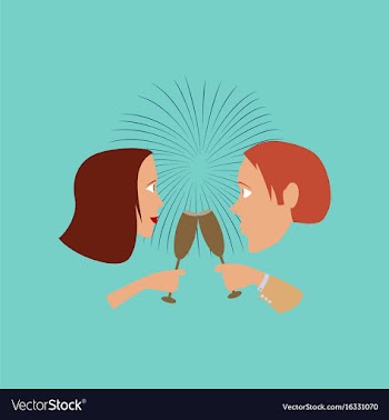 Flat on background of man woman glasses champagne vector image