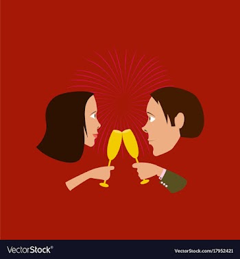 Flat on background of man woman glasses champagne vector image