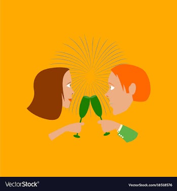 Flat on background of man woman glasses champagne vector image