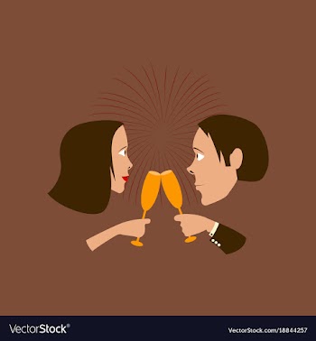 Flat on background of man woman glasses champagne vector image